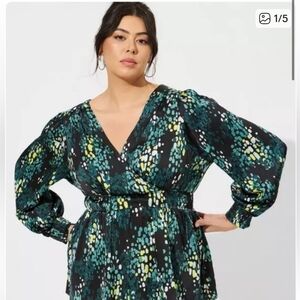 Torrid Black and Blue Floral Top